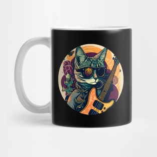 Funny Cat Playing Guitar Musician - Cat Lover Mug